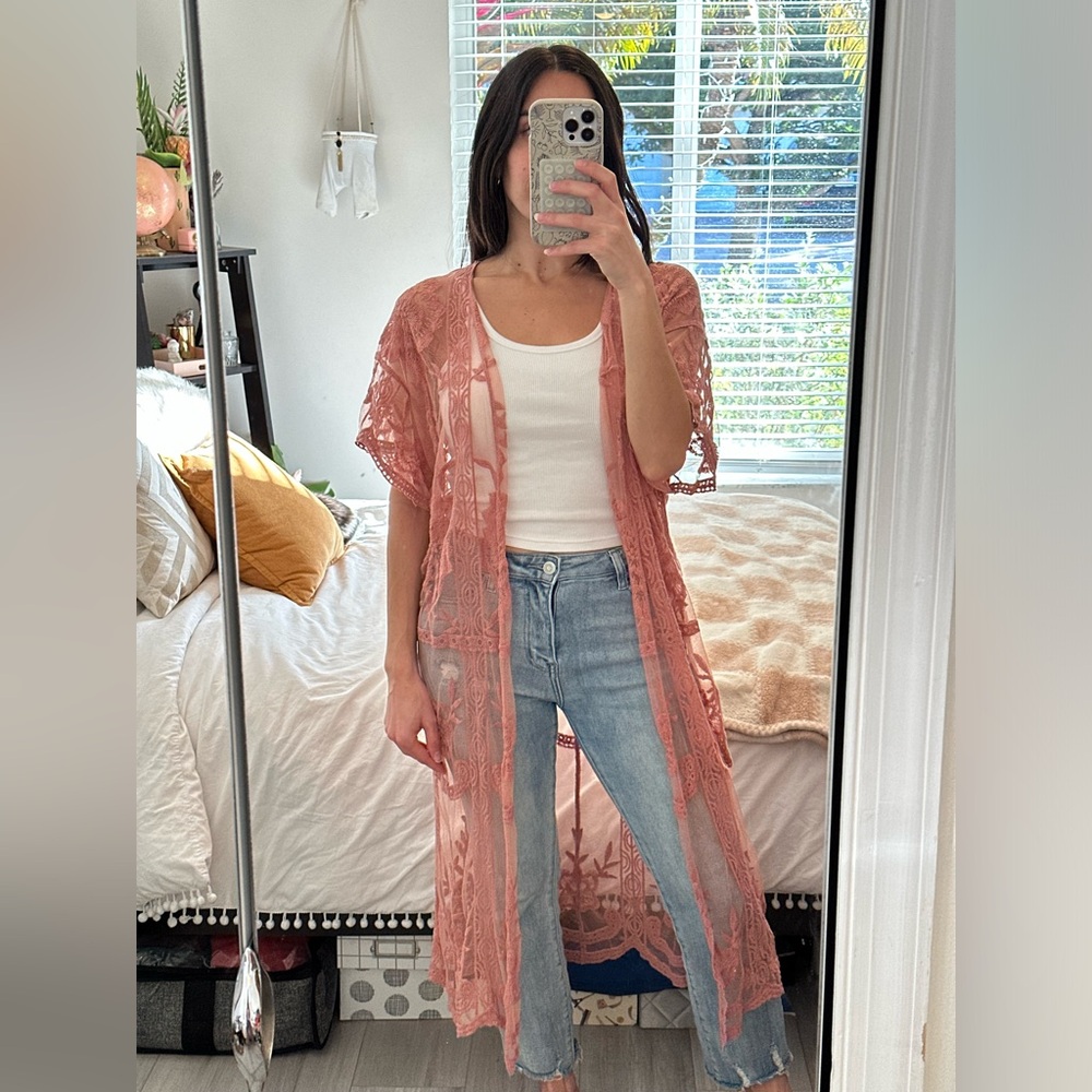 LC Lauren Conrad boho lace kimono